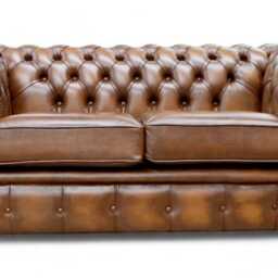 Lounge Sofa Living Room Real Leather 2 Seater Chesterfield Tan - thumbnail 2