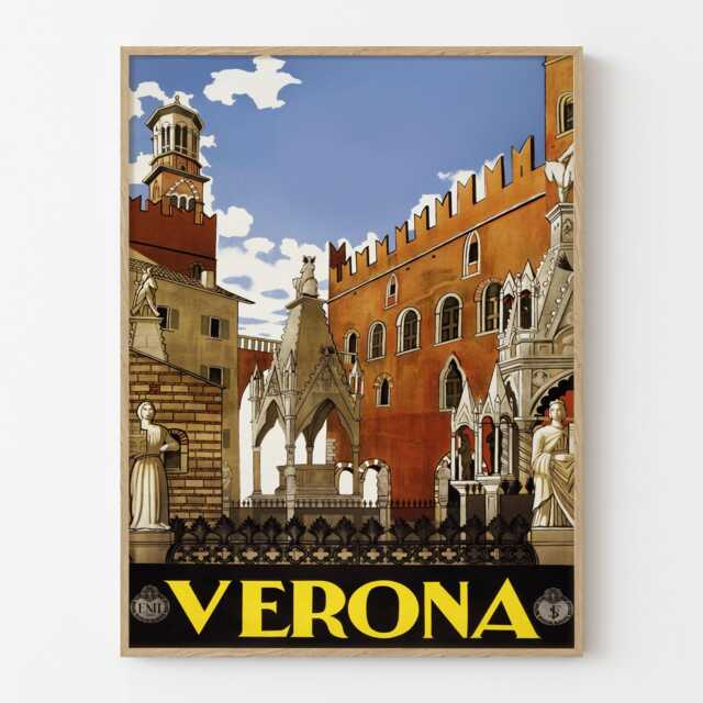 Vintage Verona Italy Travel Poster Italian Tourism Wall Art Print - image 1