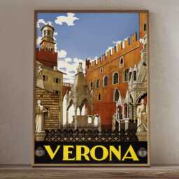 Vintage Verona Italy Travel Poster Italian Tourism Wall Art Print - thumbnail 2