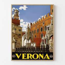 Vintage Verona Italy Travel Poster Italian Tourism Wall Art Print - thumbnail 1