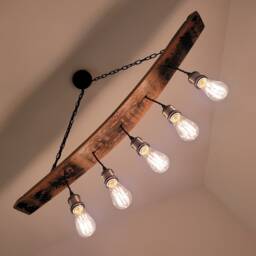 Rustic Whisky Barrel Chandelier Reclaimed Wood Farmhouse Lighting - thumbnail 3