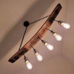 Rustic Whisky Barrel Chandelier Reclaimed Wood Farmhouse Lighting - thumbnail 2