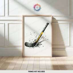 Personalised Hockey Art Set - 3 Yellow Prints - Boys Bedroom Decor Custom Poster Kids Room Artwork Print Wall Gift - thumbnail 3