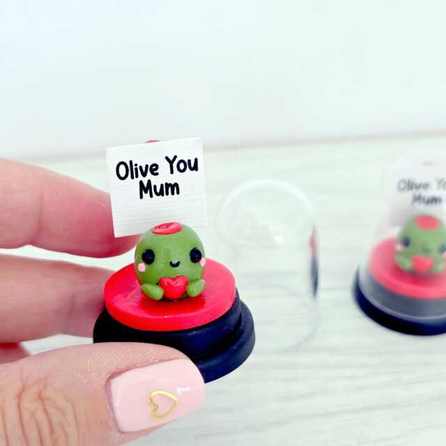 Kawaii Olive Clay Ornament, Unique Mum Gift - image 1