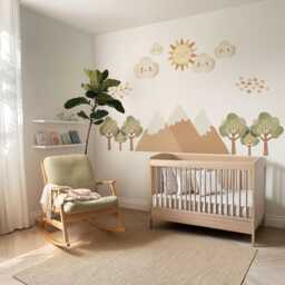 Mountain Wall Stickers Neutral Nursery Decor Decals Woodland Peel & Stick Bedroom Art - thumbnail 2