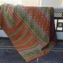 Vintage Indian Kantha Quilt Handmade Reversible Twin Throw - thumbnail 2