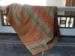 Vintage Indian Kantha Quilt Handmade Reversible Twin Throw - thumbnail 1