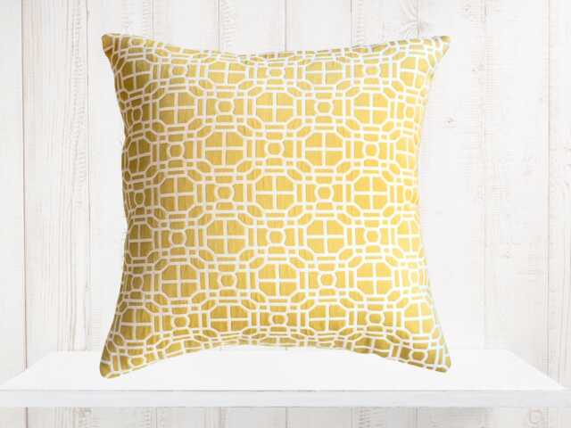 Gold Geometric Pillow Cover - Modern Yellow Print, Trend Fabric - image 1