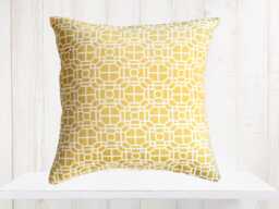 Gold Geometric Pillow Cover - Modern Yellow Print, Trend Fabric - thumbnail 1