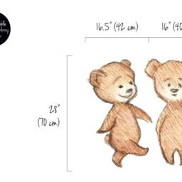 Teddy Bear Reusable Wall Decal, Cartoon Removable Sticker, Child Illustration Decor, Repositionable Sticker #18W - thumbnail 2