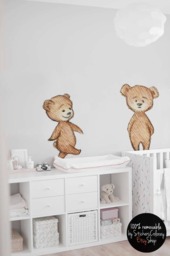 Teddy Bear Reusable Wall Decal, Cartoon Removable Sticker, Child Illustration Decor, Repositionable Sticker #18W - thumbnail 1
