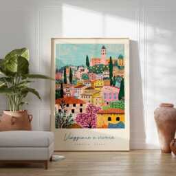 Perugia Italy Art Print Umbria Hilltop Travel Poster - thumbnail 2