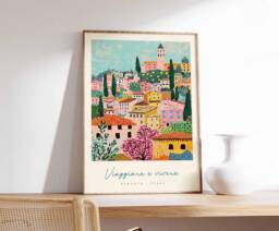 Perugia Italy Art Print Umbria Hilltop Travel Poster - thumbnail 1