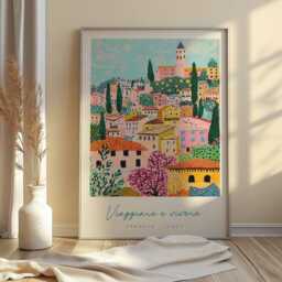 Perugia Italy Art Print Umbria Hilltop Travel Poster - thumbnail 3