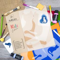 Cat Wall Stencil Set Reusable Plastic Template For Kids Decor - thumbnail 2