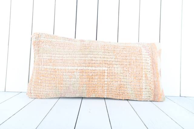 Vintage Turkish Kilim Lumbar Pillow Cover 12x24 Inch, Handmade - image 1