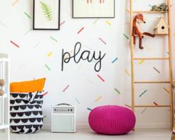 Play Wire Words Sign For Nursery Wall Art Decor, Playroom Girl Boy Safari Nursery Wall Child Kids Room Art Large Metal - thumbnail 1