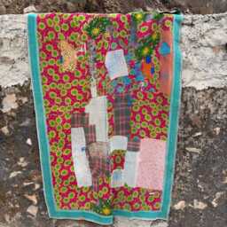 Handmade Cotton Kantha Quilt Reversible Block Print Patchwork Bohemian Bedding Throw - thumbnail 2
