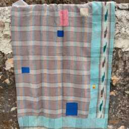Handmade Cotton Kantha Quilt Reversible Block Print Patchwork Bohemian Bedding Throw - thumbnail 4