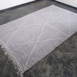 Handmade Grey Moroccan Rug 7x10 Zanafi Kilim, Cotton Berber Carpet - thumbnail 2