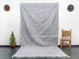 Handmade Grey Moroccan Rug 7x10 Zanafi Kilim, Cotton Berber Carpet - thumbnail 1