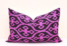 Handmade Purple Black Velvet Ikat Pillow Cover - thumbnail 1
