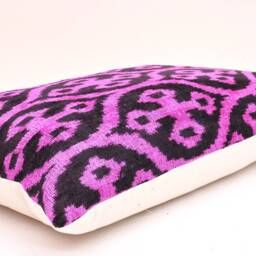 Handmade Purple Black Velvet Ikat Pillow Cover - thumbnail 2