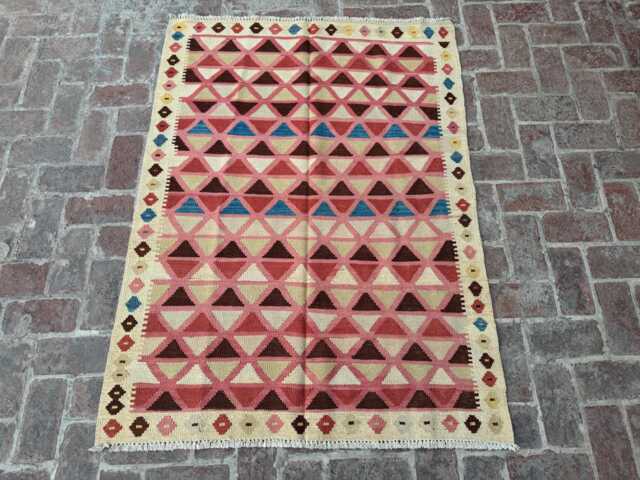 4x6 Antique Afghan Turkmen Kilim Rug - Handwoven Wool Tribal Flatweave Authentic Oriental Carpet For Home Or Office Decor Gift - image 1