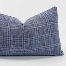 Indigo Hemp Lumbar Pillow Cover - Handwoven Rustic Hill Tribe Batik - thumbnail 2