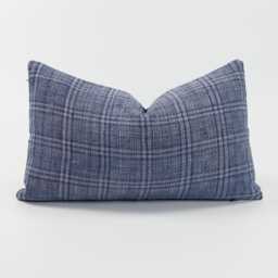 Indigo Hemp Lumbar Pillow Cover - Handwoven Rustic Hill Tribe Batik - thumbnail 1