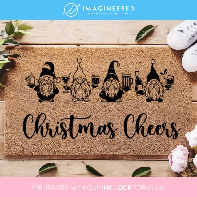 Christmas Cheers Gnome Doormat - Funny Door Mat Gifts Gift For Her Mum Mom Drinks - image 1