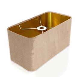 New Made To Order Champagne Neutral Velvet Lamp Shade & Pendant Light Rounded Rectangular Shape Metallic Panels Lining For All Pur - thumbnail 2