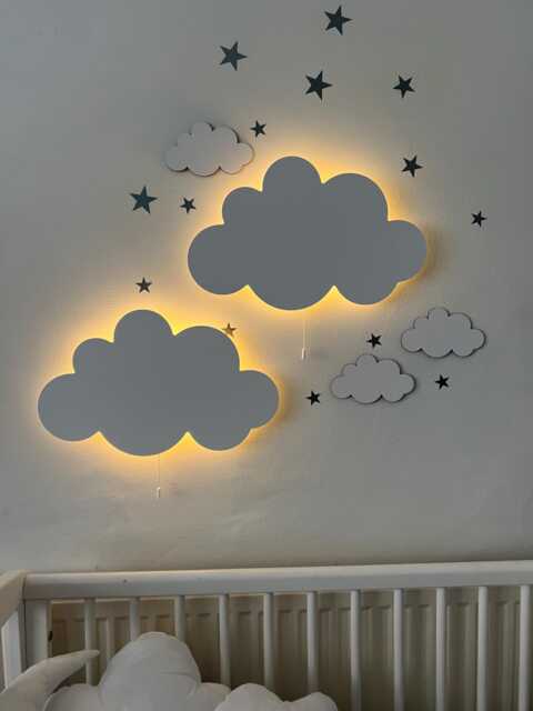 Cloud Night Lighting Set Of 2, Kids Room Wall Lamp, Baby Bedroom Decor - image 1