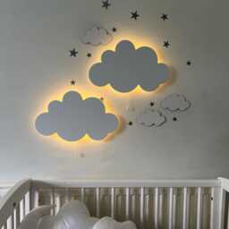 Cloud Night Lighting Set Of 2, Kids Room Wall Lamp, Baby Bedroom Decor - thumbnail 2