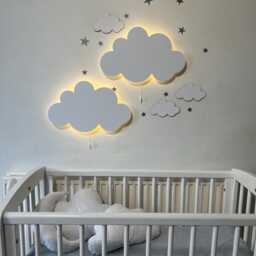Cloud Night Lighting Set Of 2, Kids Room Wall Lamp, Baby Bedroom Decor - thumbnail 3