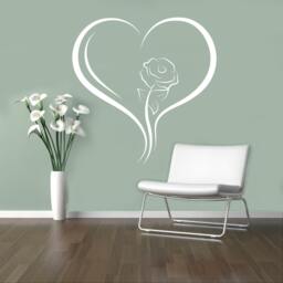 Heart With Rose Wall Vinyl Decal Romantic Decor Sticker Home Interior Bedroom Art Murals Housewares Design 14(He - thumbnail 1