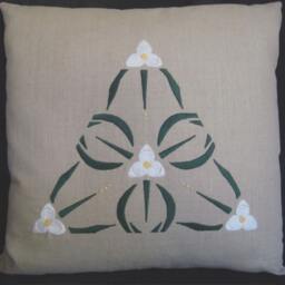 Hand Embroidered Pillow, Arts & Crafts, Craftsman, Spiderwort Motif - thumbnail 2