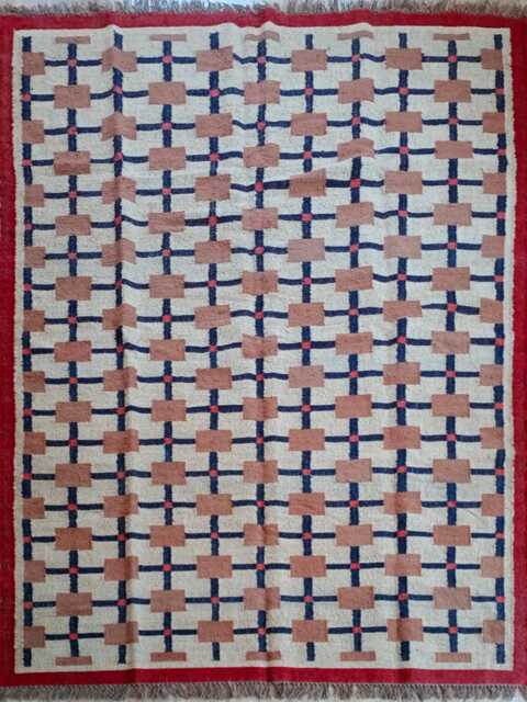 Handwoven Wool Jute Geometric Kilim Rug - Modern Pattern For Living Room, Bedroom - image 1