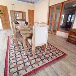 Handwoven Wool Jute Geometric Kilim Rug - Modern Pattern For Living Room, Bedroom - thumbnail 2