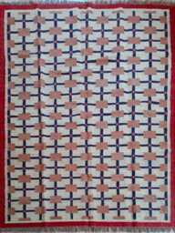 Handwoven Wool Jute Geometric Kilim Rug - Modern Pattern For Living Room, Bedroom - thumbnail 1
