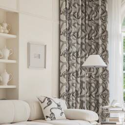 Cream, A Pair Of Chenille Curtains With Graffiti, Custom Thermal Curtain Panel, Living Room Bedroom Curtains, Made, Room Divider - thumbnail 2