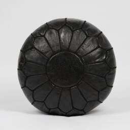 Next Day Delivery Prefilled Black Leather Moroccan Pouf Ottoman Home Gift - Next Day Delivery - thumbnail 3