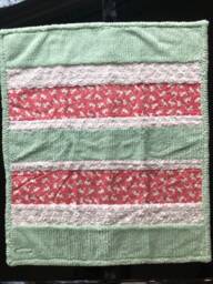 Handmade Modern Baby Minky Blanket Green & Red Playful Kittens Print - thumbnail 3