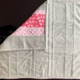Handmade Modern Baby Minky Blanket Green & Red Playful Kittens Print - thumbnail 4