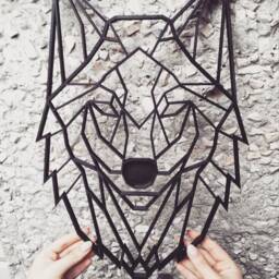 Geometric Wolf - Hanging Wall Art Decor Head Statue Wire Sculpture Figurine Animal Kids Room - thumbnail 3