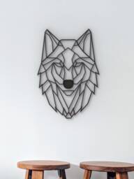 Geometric Wolf - Hanging Wall Art Decor Head Statue Wire Sculpture Figurine Animal Kids Room - thumbnail 1