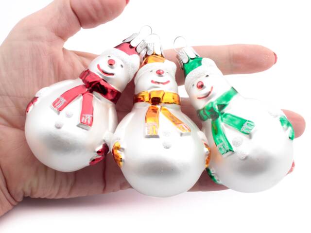 6 Blown Glass Snowman Christmas Tree Ornaments Hand Painted - image 1