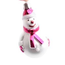 6 Blown Glass Snowman Christmas Tree Ornaments Hand Painted - thumbnail 4