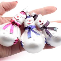 6 Blown Glass Snowman Christmas Tree Ornaments Hand Painted - thumbnail 3