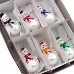6 Blown Glass Snowman Christmas Tree Ornaments Hand Painted - thumbnail 2